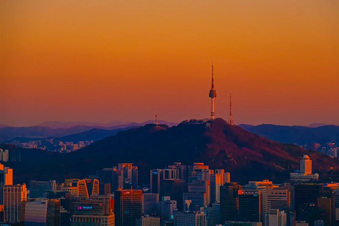 Seoul skyline with N Seoul Tower at sunset, South Korea